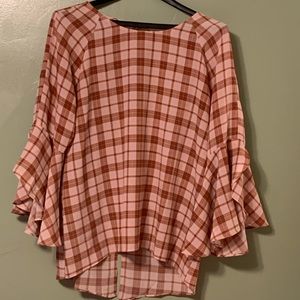 Lauren Conrad plaid bell sleeve shirt size medium